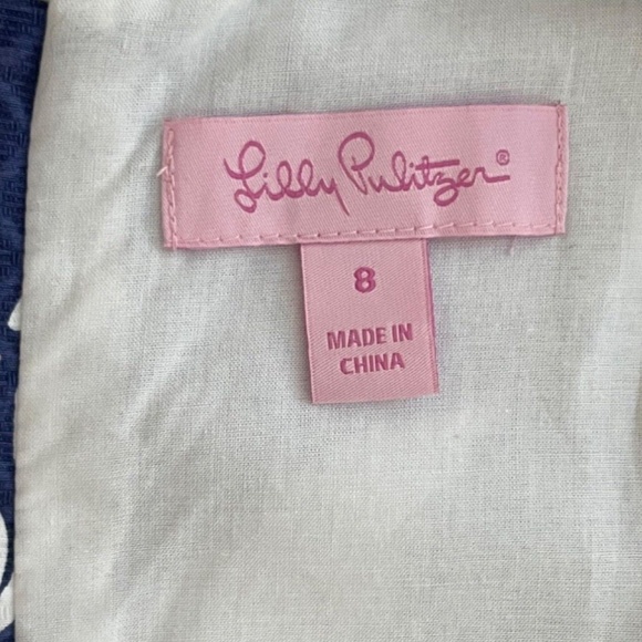 Lilly Pulitzer Delia Shift Dress Navy/White Johnny B Lace Front Size 8 - Picture 6 of 6